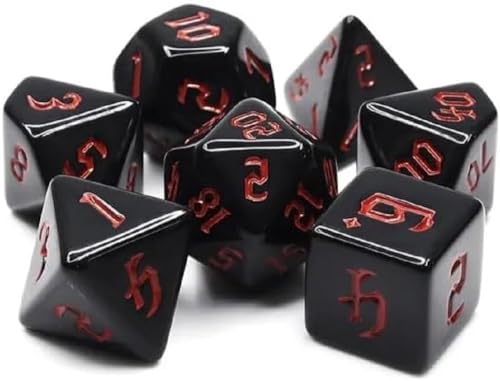 Dice4friends DIC17501 Würfelset Opaque: Chon drite Black/Red (7) Würfel von Dice4friends