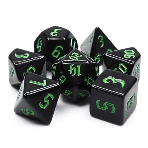 Dice4friends DIC17502 Würfelset Opaque: Chon drite Black/Green (7) Würfel von Dice4friends