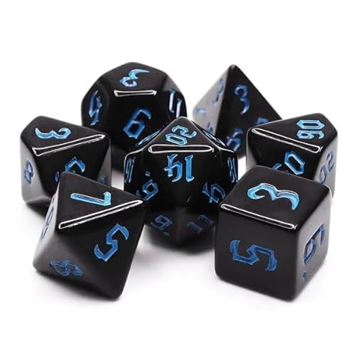 Dice4friends DIC17503 Würfelset Opaque: Chon drite Black/Blue (7) Würfel von Dice4friends