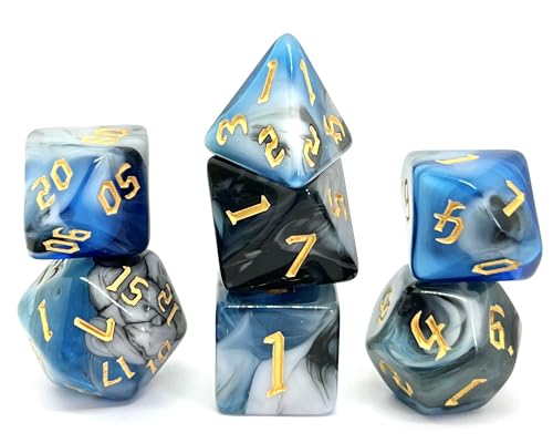 Dice4friends DIC17593 Würfelset: Blue Warrior (7) Würfel von Dice4friends