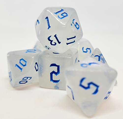 Dice4friends DIC37260 - Würfelset Milky Shine: Blue (7) von Dice4friends