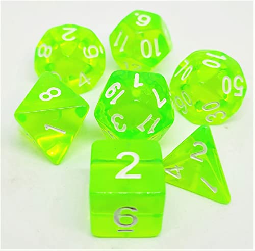 Dice4friends DIC37272 - Würfelset Transparent: Lightgreen (7) von Dice4friends