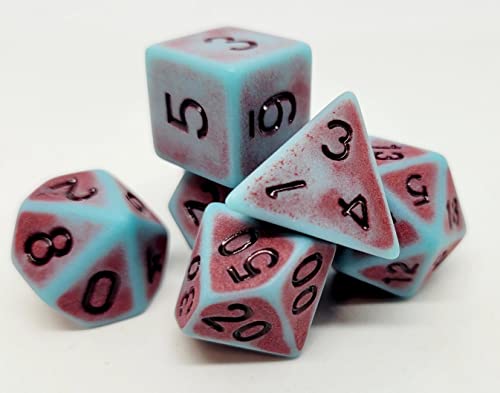 Dice4friends DIC37279 - Würfelset Antique: Bloody/Blue (7) von Dice4friends