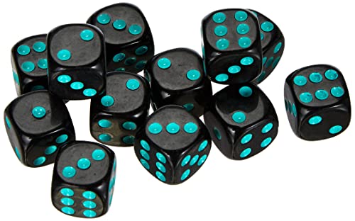 Dice4friends DIC37287 - Würfelset D6: Opaque/Neon Blue (12) von Dice4friends