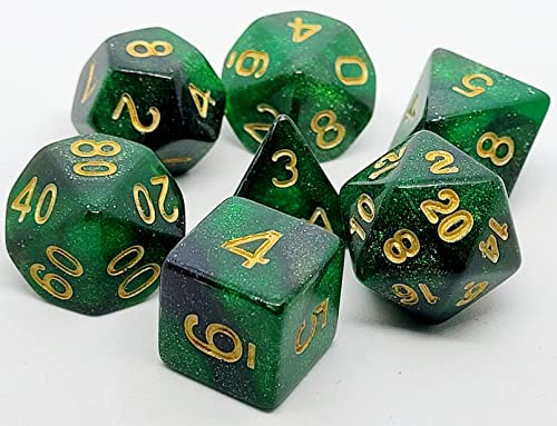 Dice4friends DIC37297 - Würfelset Confetti: Green Galaxy (7) von Dice4friends