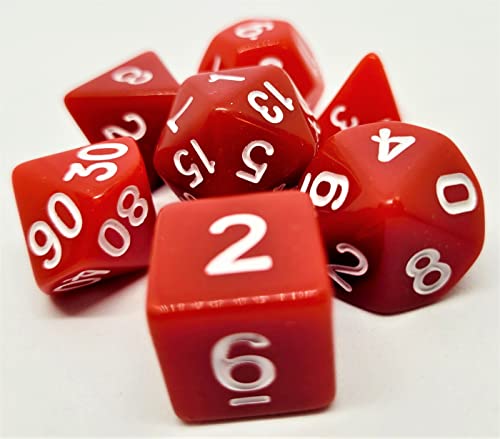 Dice4friends DIC37303 Würfelset Opaque: Red/White (7) von Dice4friends