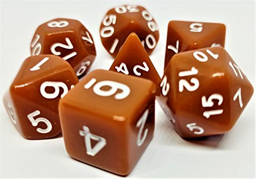 Dice4friends DIC37307 Würfelset Opaque: Brown/White (7) von Dice4friends