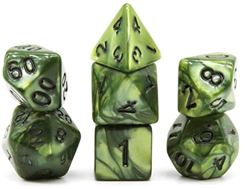 Dice4friends DIC37309 Würfelset Pearl: Olive/Black (7) von Dice4friends