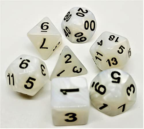 Dice4friends DIC37310 Würfelset Pearl: White/Black (7) von Dice4friends