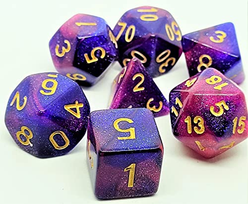 Dice4friends DIC37324 Würfelset Confetti: Galaxy Purple (7) von Dice4friends