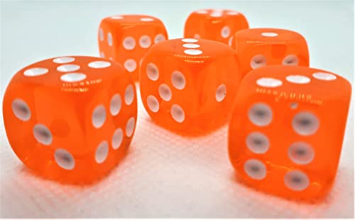 Dice4friends DIC37326 Würfelset D6 Transparent: Orange (12) von Dice4friends