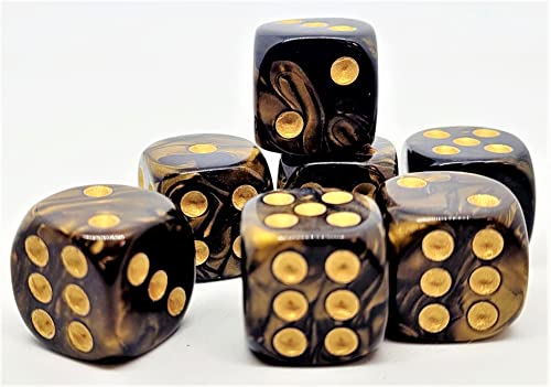 Dice4friends DIC37328 Würfelset D6 Two Toned: Black/Gold (12) von Dice4friends