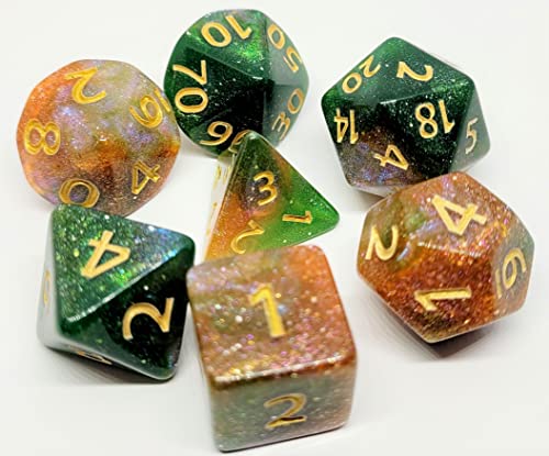 Dice4friends DIC37330 Würfelset Galaxy: Green Emerald (7) von Dice4friends