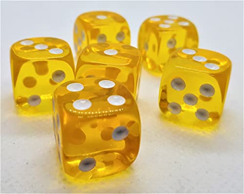 Dice4friends DIC37333 Würfelset D6 Transparent: Yellow (12) von Dice4friends