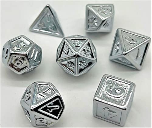 Dice4friends DIC37347 Würfelset Plated: Silver Embossed (7) Würfel von Dice4friends