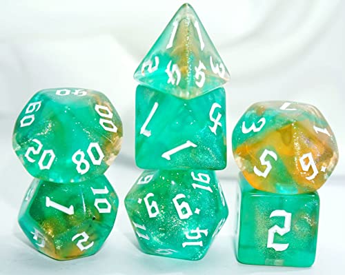 Dice4friends DIC37361 Würfelset Galaxy: Smarragd Yellow (7) Würfel von Dice4friends