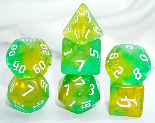 Dice4friends DIC37362 Würfelset Galaxy: Yellow Opalit (7) Würfel von Dice4friends