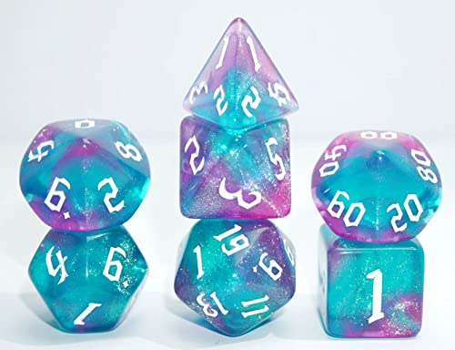 Dice4friends DIC37363 Würfelset Galaxy: Blue Fluorite (7) Würfel von Dice4friends