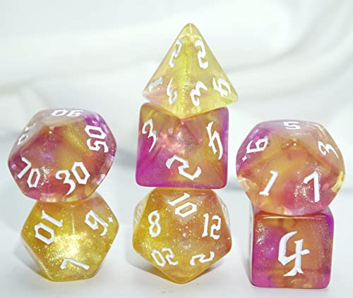 Dice4friends DIC37364 Würfelset Galaxy: Citrin Rose (7) Würfel von Dice4friends