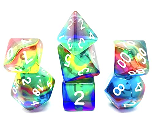 Dice4friends DIC37365 Würfelset Transparent: Rainbow Storm (7) Würfel von Dice4friends