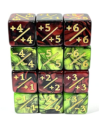 Dice4friends DIC37367 Würfelset 2-Toned D6: Counter Dice +/, 6 Red + 6 Green (12) Würfel von Dice4friends