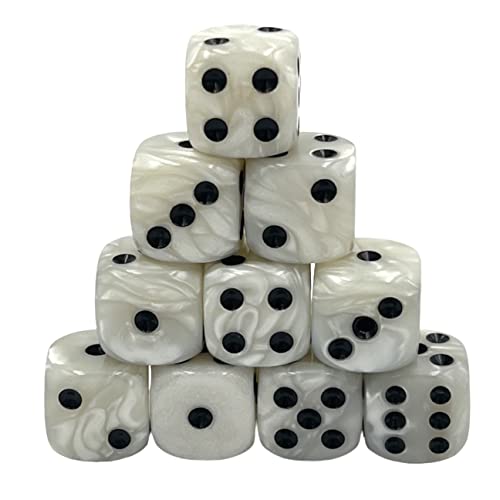 Dice4friends DIC37375 Würfelset D6 Pearl: White/Black (12) Würfel von Dice4friends