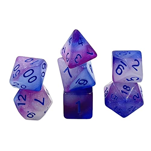 Dice4friends DIC37386 Würfelset Galaxy: Glow 3 Colors (7) Würfel von Dice4friends