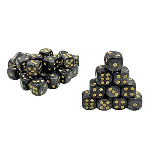 Dice4friends DIC37400 Würfelset D6 Pearl: Black/Gold (36) Würfel von Dice4friends