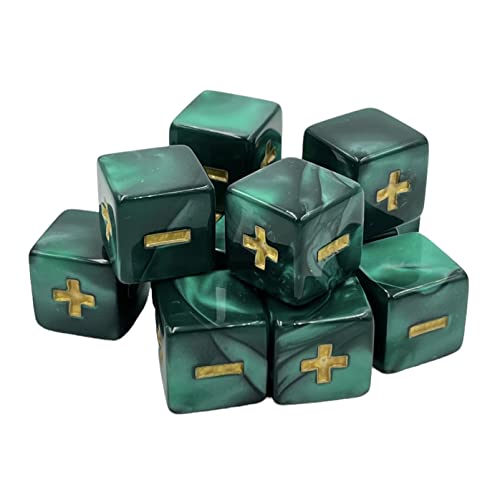 Dice4friends DIC37411 Würfelset: Fate/Fudge Marble DarkGreen (12) Würfel von Dice4friends