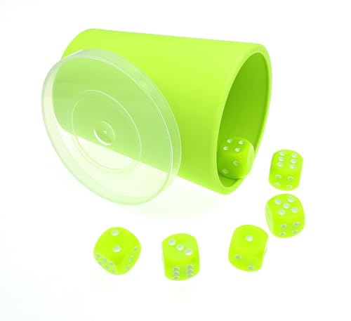 DiceCupFlex - Flexibler Würfelbecher mit Deckel inkl. 6 Würfel - Made in Germany (Neon-Grün) von DiceCupFlex