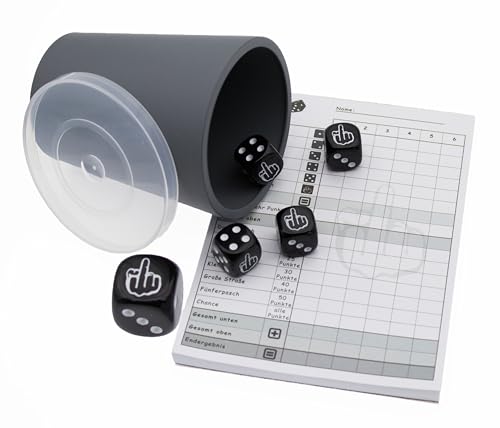 DiceCupFlex - Flexibler Würfelbecher mit Deckel inkl. 5 Würfel und Würfelblock, Spielblock - Made in Germany (Grau, Fuck You) von DiceCupFlex