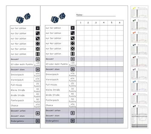 DiceCupFlex Würfelspiel Block Din A6 mit 50 Seiten Würfelblock, Spielblock, Ersatzblock (2 Stück Dunkelblau) von DiceCupFlex