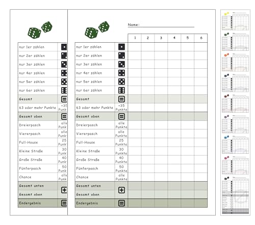 DiceCupFlex Würfelspiel Block Din A6 mit 50 Seiten Würfelblock, Spielblock, Ersatzblock Design (2 Stück Dunkelgrün) von DiceCupFlex