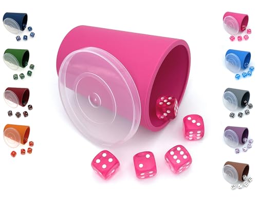 DiceCupFlex - Flexibler Würfelbecher mit Deckel inkl. 5 Würfel - Made in Germany (Pink) von DiceCupFlex