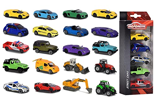 Majorette - 5 Spielzeugautos – 1 von 4 verschiedenen Sets, mit Freilauf und Lizenz, Modellauto-Set im Miniaturformat für Kinder ab 3 Jahren (je 7,5 cm), Transparente, Durchsichtig von Majorette