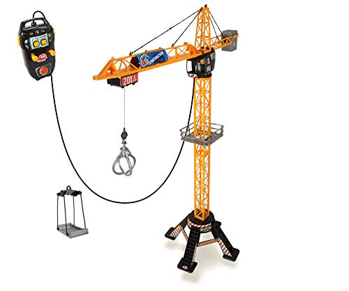 Dickie Toys - Mega Crane (120 cm) – extra großer Spielkran für Kinder von 3-5 Jahren, mit Fernbedienung, Seilwinde, Greifarm, 350° drehbar, Ferngesteuerter Kran von Dickie Toys