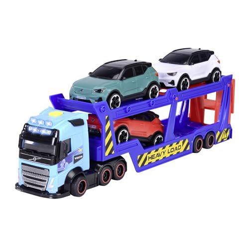 Dickie Toys -40 cm Volvo-LKW Transporter Anhänger FH16 mit Anhänger, inkl. 3 Autos XC40 Recharge, Licht- und Soundeffekte, Spielzeug für Kinder ab 3 Jahren (203747017) von Dickie Toys