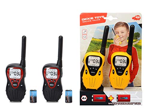 Dickie Toys Walkie Talkie Easy Call, Funkgerät, Reichweite bis 80 m, Flexible Antenne, inkl. Batterien, 2-Fach Sortiert, gelb/schwarz oder schwarz/rot von Dickie Toys