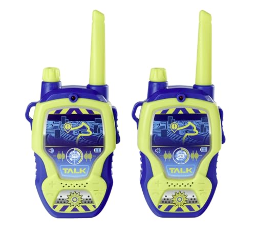 Dickie Toys – Walkie Talkie im Polizei-Design – 2 Funkgeräte, speziell für Kinder ab 4 Jahren entwickelt, bis zu 100 m Reichweite, Spielzeug-Funkgeräte von Dickie Toys