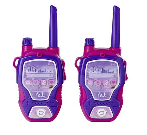 Dickie Toys – Walkie Talkie im Grily -Design – 2 Funkgeräte, speziell für Kinder ab 4 Jahren entwickelt, bis zu 100 m Reichweite, Spielzeug-Funkgeräte, 201118199, Pink/Lila von Dickie Toys