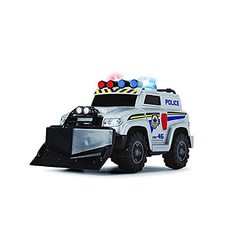 Dickie Toys 203302001 Polizei SUV mit Schiebeschild zum Abnehmen, Polizeiauto, Geländefahrzeug, Spielzeugauto mit Seilwinde, Licht & Sound, inkl. Batterien, 15 cm, ab 3 Jahren von Dickie Toys