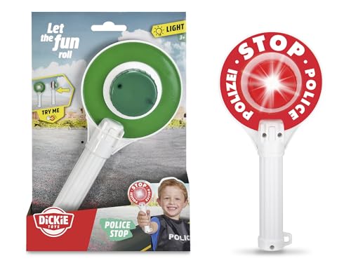 Dickie Toys – Polizeikelle (24 cm) – mit Lichteffekten, inkl. Batterien, Signalkelle, Polizeispielzeug für Kinder ab 3 Jahren von Dickie Toys