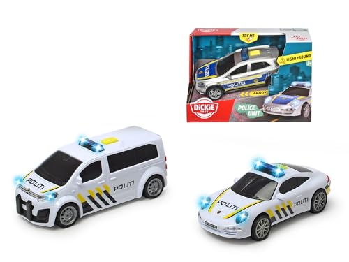 Dickie Toys 203712014SDN - Norwegisches Polizeiauto mit Ton und Licht - Erhältlich in Porsche, Mercedes und Citroën, 15 cm, Ab 3 Jahren, Batterien enthalten von Dickie Toys