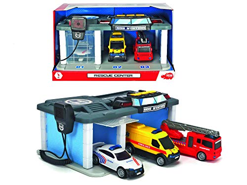 Dickie Toys 203716015014 met drie voertuigen SOS Station Belgie mit DREI Fahrzeugen, Multicolor von Dickie Toys