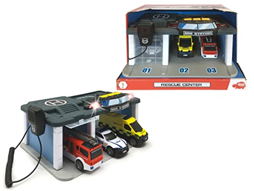 Dickie Toys 203716015033 - Schwedisch 3-Fahrzeuge-Rettungsstation - 31 x 22 x 16 cm, Ab 3 Jahren von Dickie Toys