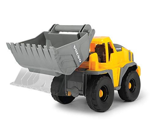 Dickie 203724002 Toys Volvo Freilauf Radlader, Spielzeug Bagger, Baustellenfahrzeug, bewegliche Schaufel und kippbar, offene Kabine, Länge 26 cm, gelb/grau von Dickie Toys