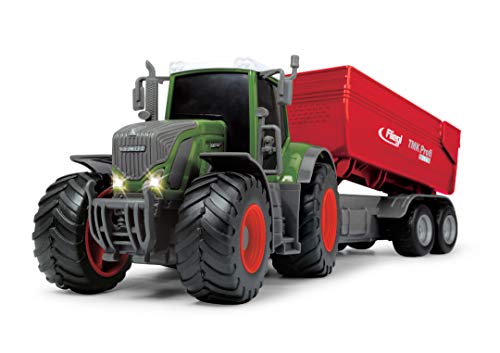 Dickie Toys 203737002 Fendt 939 Vario Spielzeugtraktor mit Fliegl Anhänger, Bauernhof Spielzeug, Heben und Senken des Fliegl TMK Anhängers, Heckklappe zum Öffnen, Licht & Sound, inkl. Batterien, 41 cm von Dickie Toys