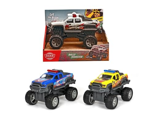 Dickie Toys 203752011X06 - Monstertruck - Monstertruck Zugfunktion, Aufhängung und Öffnbare Türen, 15 cm, Ab 3 Jahren, zufällige Auswahl von Dickie Toys