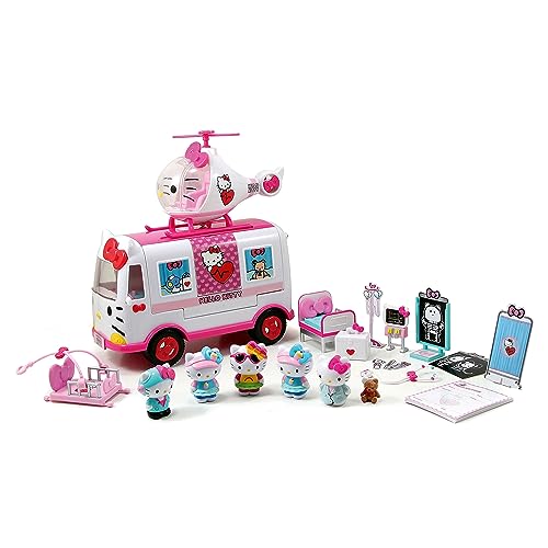 Dickie Toys 7/253246001 Hello Kitty Rettungsset mit Helikopter und Mobile Notaufnahme, inkl. 6 Hello Kitty Figuren, mehr als 15 Zubehörteile, Ambulanzset, Spielset, ab 3 Jahren von Dickie Toys