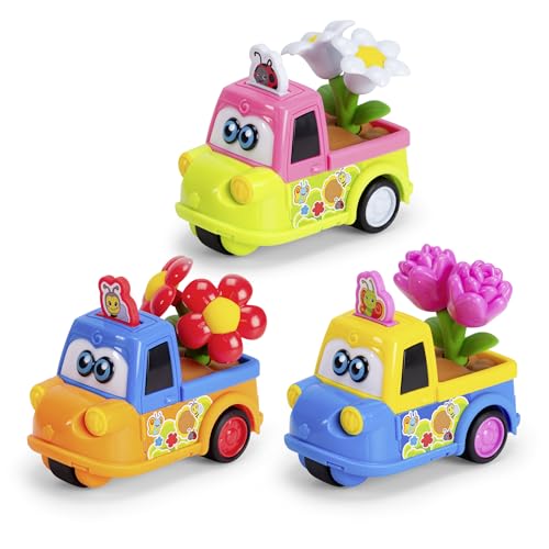 Dickie Toys ABC - Flower Team Auto (12 cm) - buntes Spielzeugauto ab 1 Jahr mit Freilauf und beweglichen Details, Spielzeug für Babys und Kleinkinder ab 12 Monate, zufällige Auswahl aus 3 Modellen von Dickie Toys